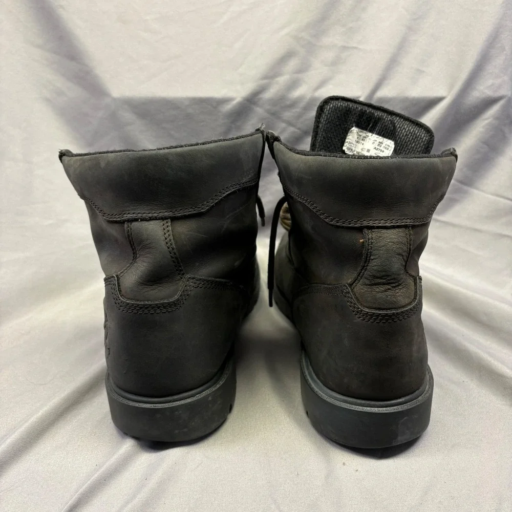 Timberland Mens Waterproof Leather Work Boots Black Gray Lug Sole Lace Up‎ 9
